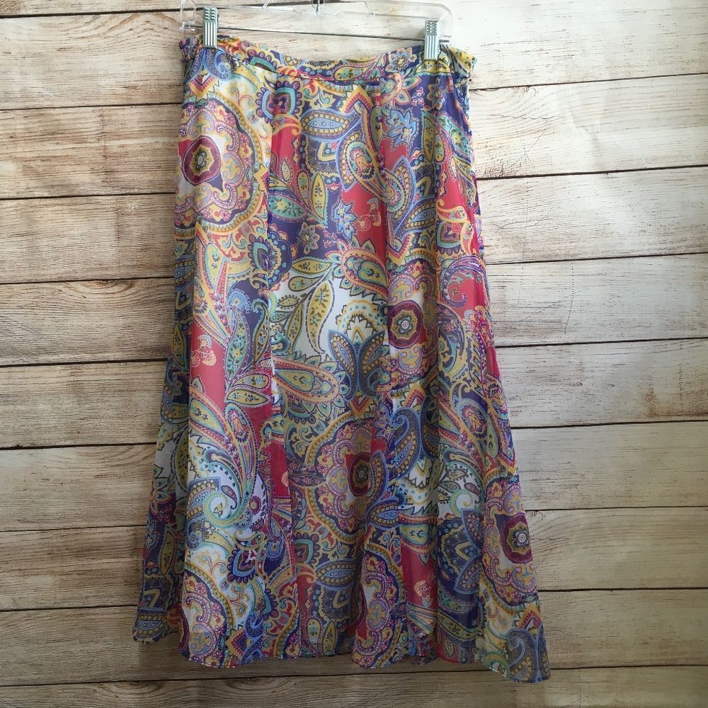 COLDWATER CREEK SWING SKIRT IN PAISLEY PRINT